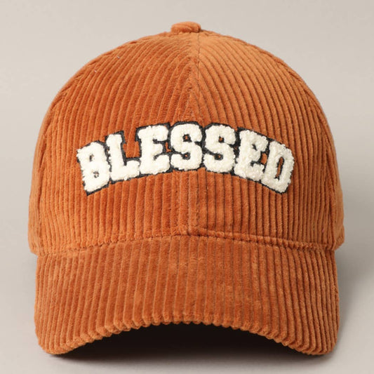 BLESSED Embroidered Corduroy Baseball Cap